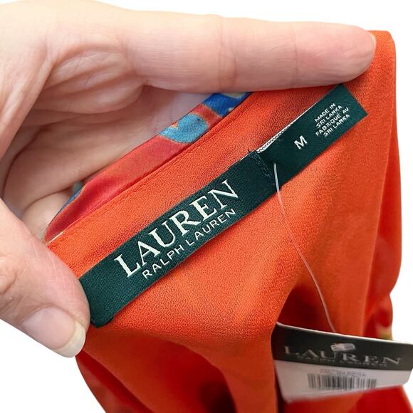 Lauren Ralph Lauren Floral One Shoulder Top Medium Flowy Vacation Colorful - Picture 6 of 9